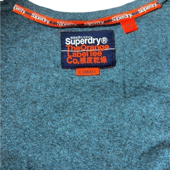Super Dry Men’s Tee Shirt, Teal Color, Size XS - Picture 4 of 5